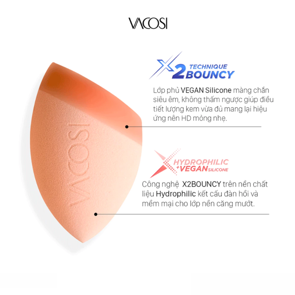 Bông phấn Vacosi vát xéo phủ Silicone PH06