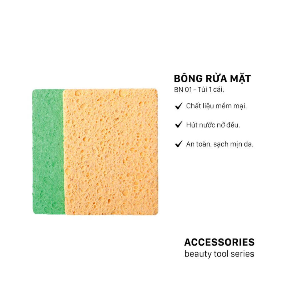 Bông rửa mặt Vacosi bọt biển BN01 (2 cái)