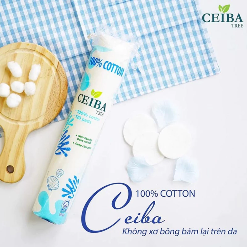 Bông tẩy trang Ceiba 100% chất liệu cotton 120 miếng/140 miếng