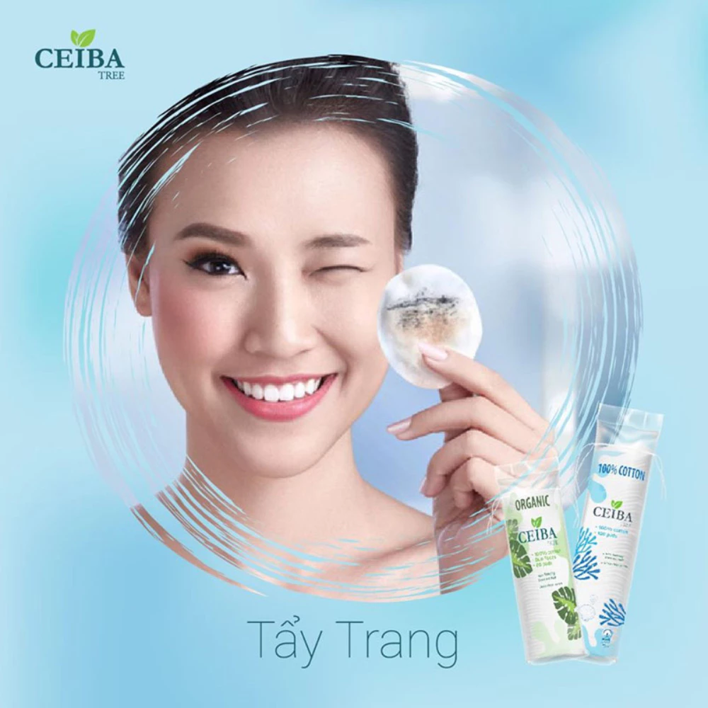 Bông tẩy trang Ceiba 100% chất liệu cotton 120 miếng/140 miếng