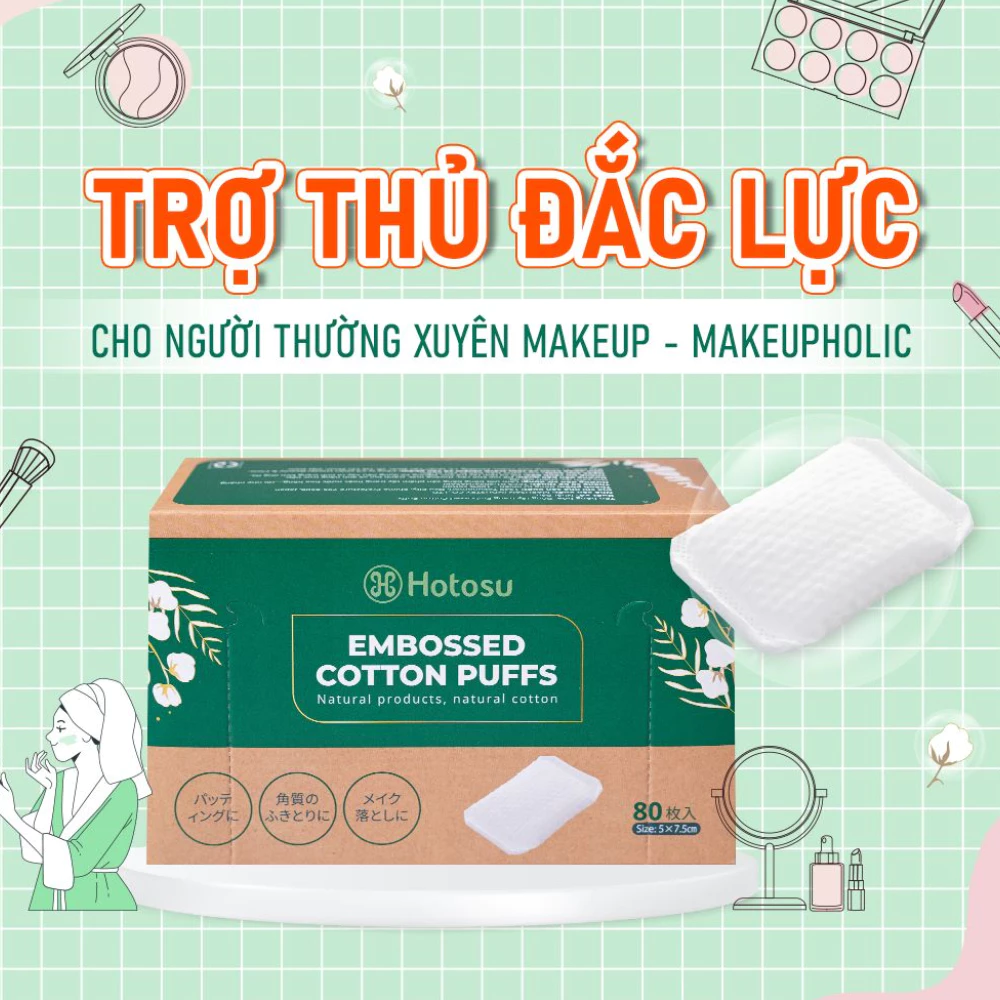 Bông tẩy trang Hotosu hộp 80 miếng
