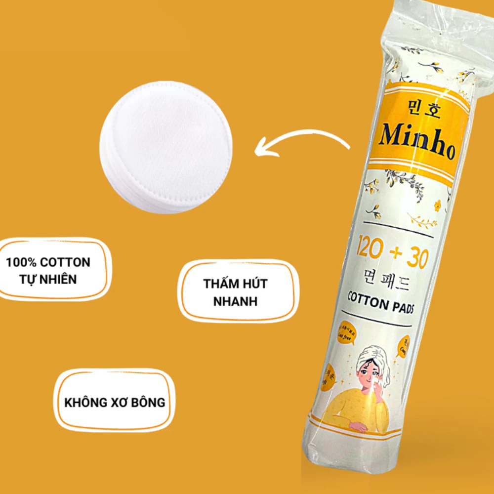 Bông tẩy trang Mihoo bông tròn túi 150 miếng