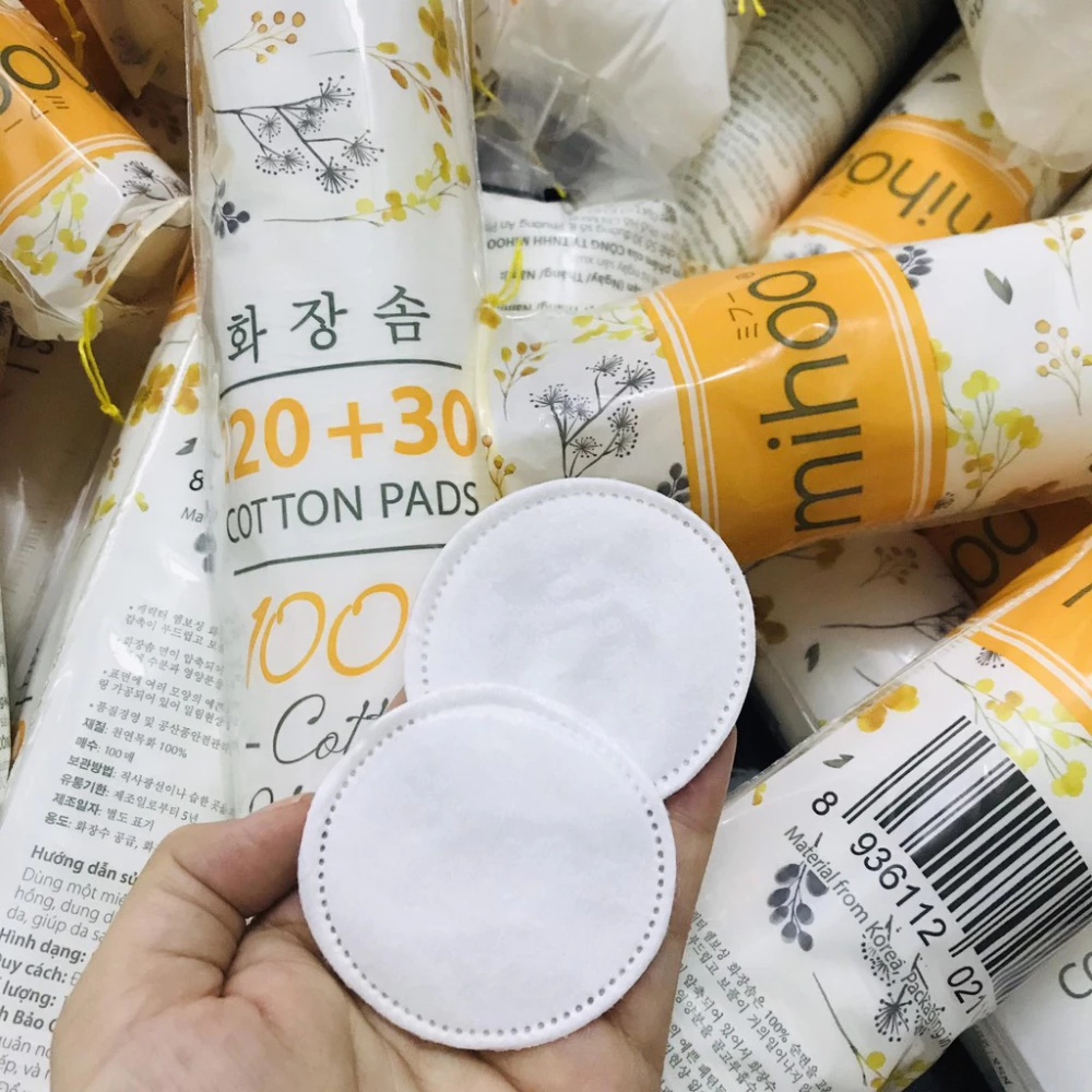 Bông tẩy trang Mihoo bông tròn túi 150 miếng