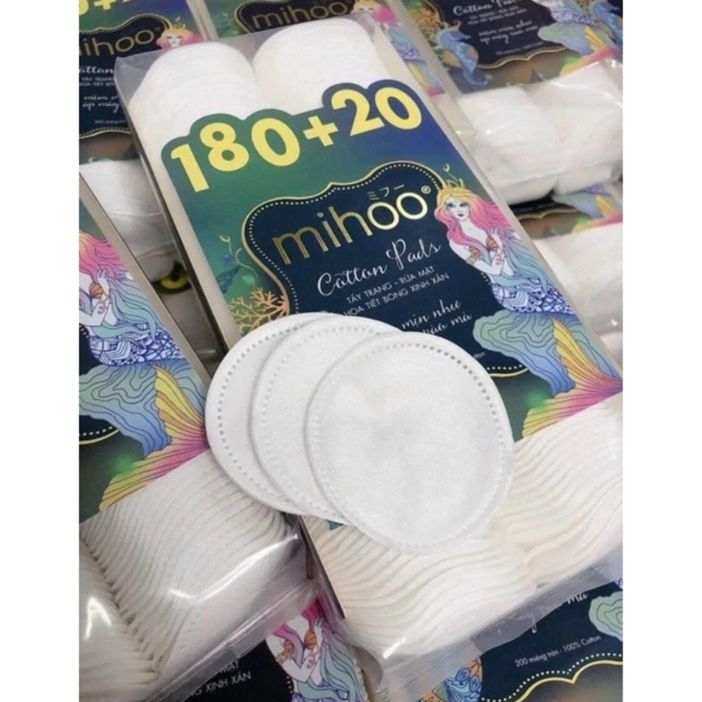 Bông tẩy trang Mihoo bông tròn túi 200 miếng