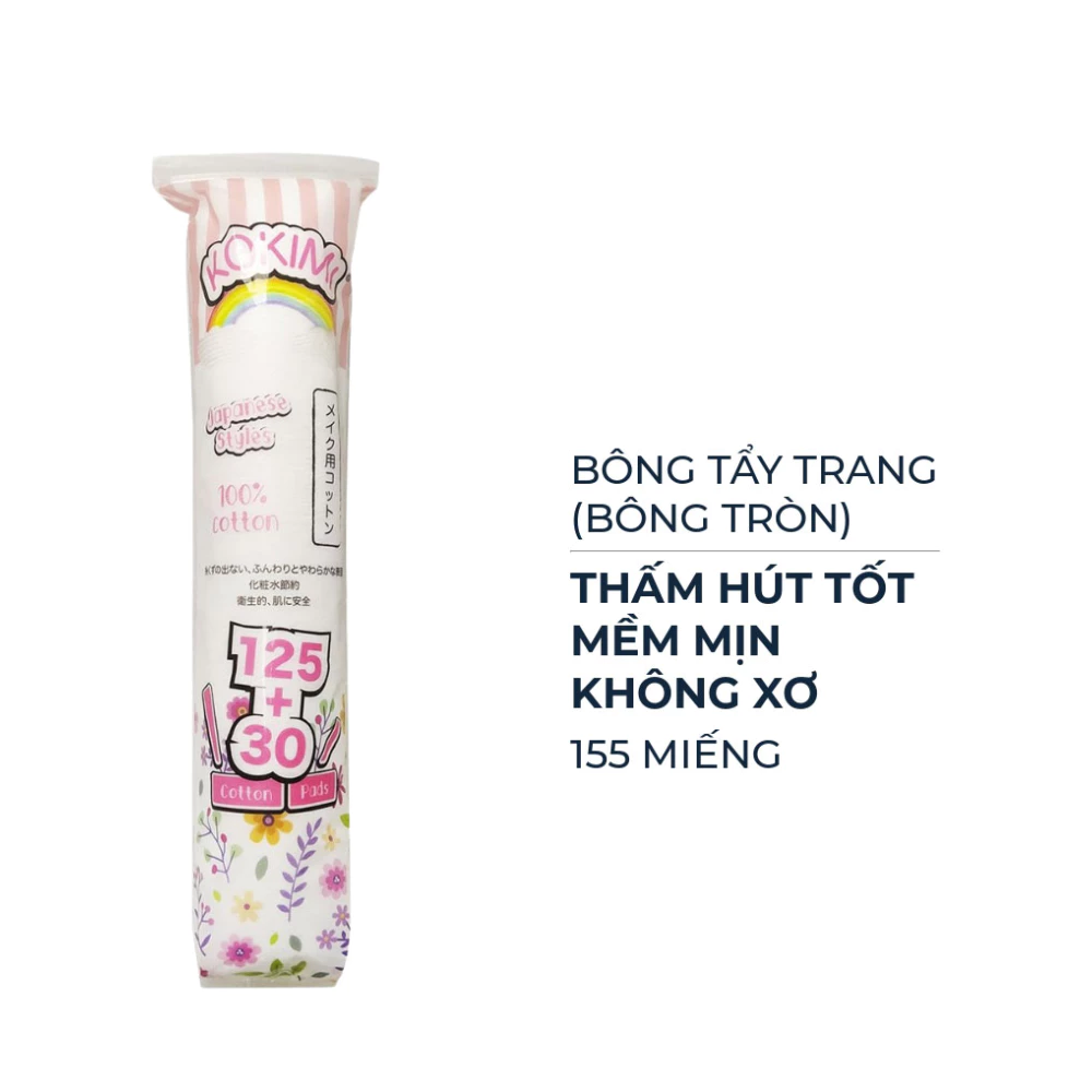 Bông tẩy trang Mihoo Kokimi bông tròn túi 155 miếng/210 miếng
