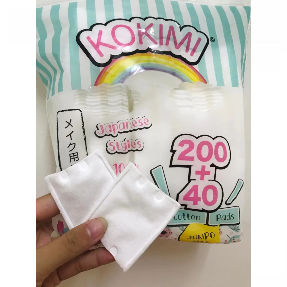 Bông tẩy trang Mihoo Kokimi bông vuông túi 240 Miếng