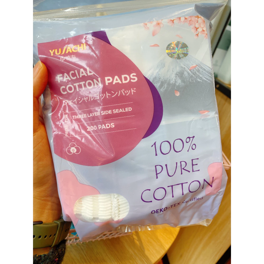 Bông tẩy trang Yusachi Suzuran 100% cotton 200 miếng