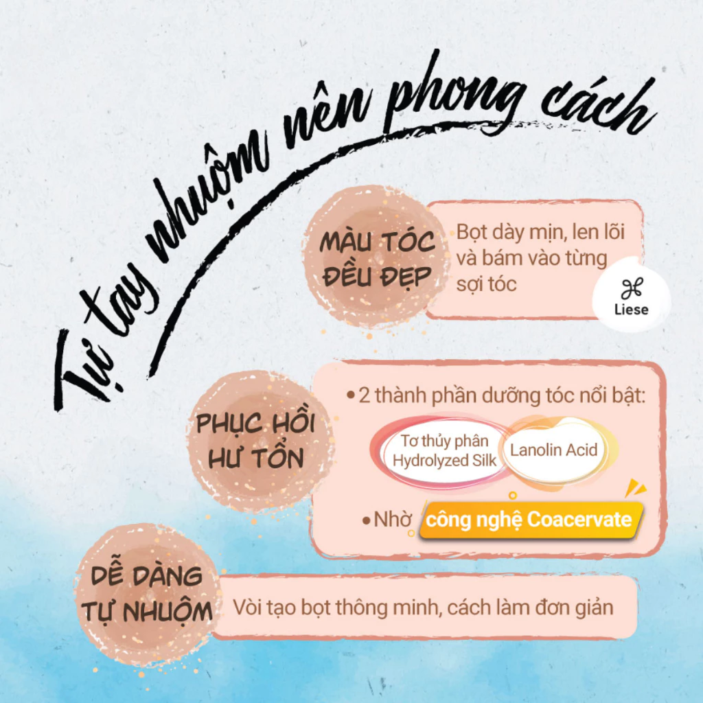 Bọt kem nhuộm tóc Liese màu nâu kẹo ngọt 180ml