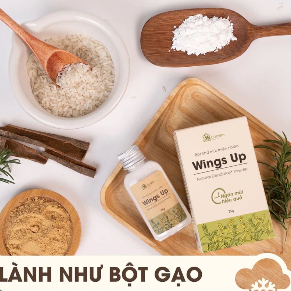 Bột khử mùi Cỏ Mềm Wings Up giảm tiết mồ hôi 25g