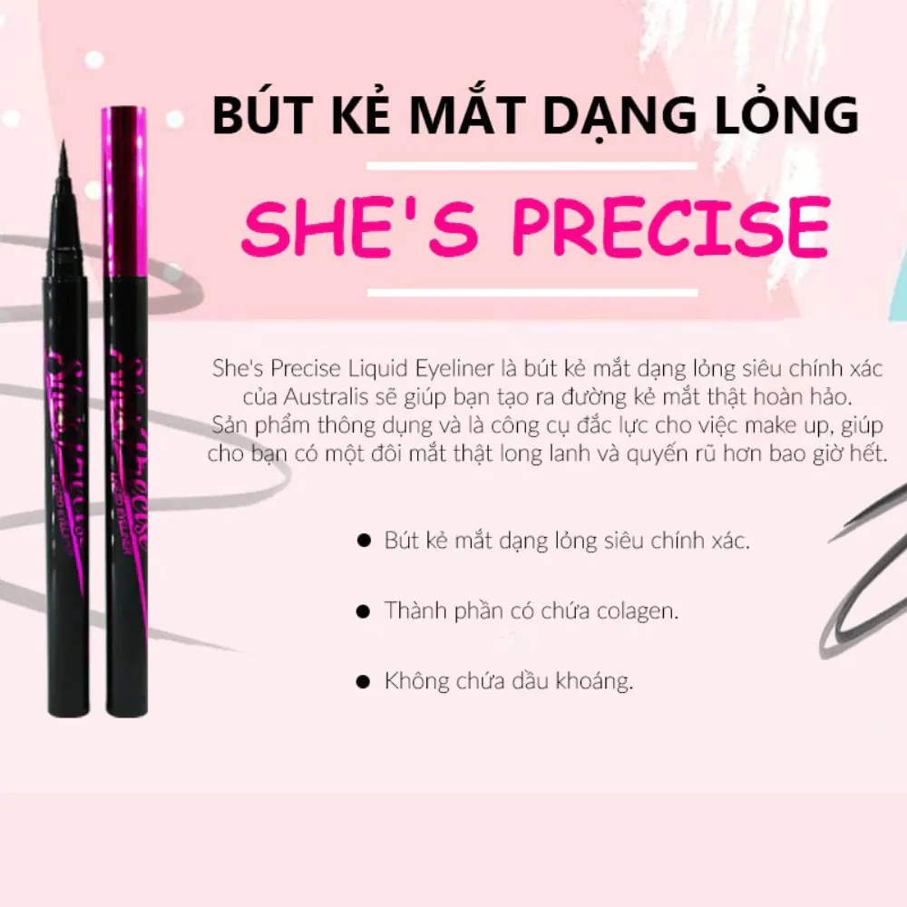 Bút kẻ mắt Australis She's Precise siêu mảnh