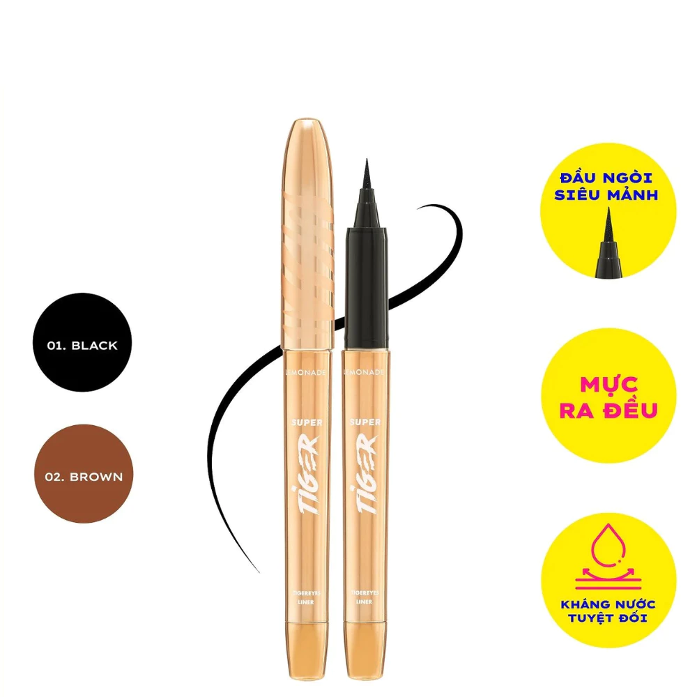 Bút kẻ mắt Lemonade Supertiger siêu mảnh- Black màu đen/Brown màu nâu 1g