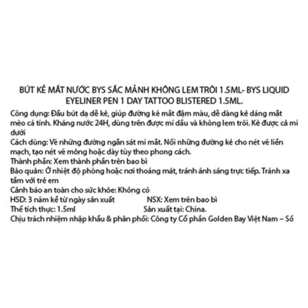 Bút kẻ mắt nước Bys 1.5ml
