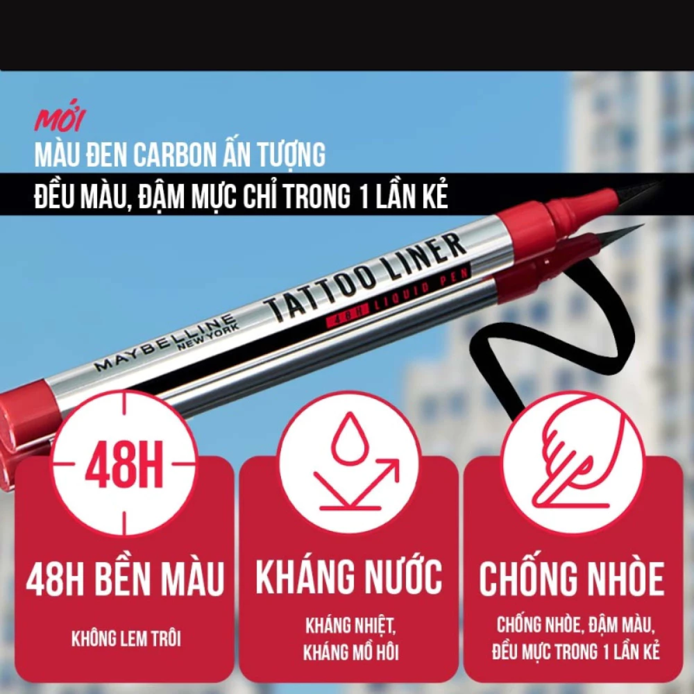 Bút kẻ mắt nước Maybelline đậm màu không lem trôi 1g