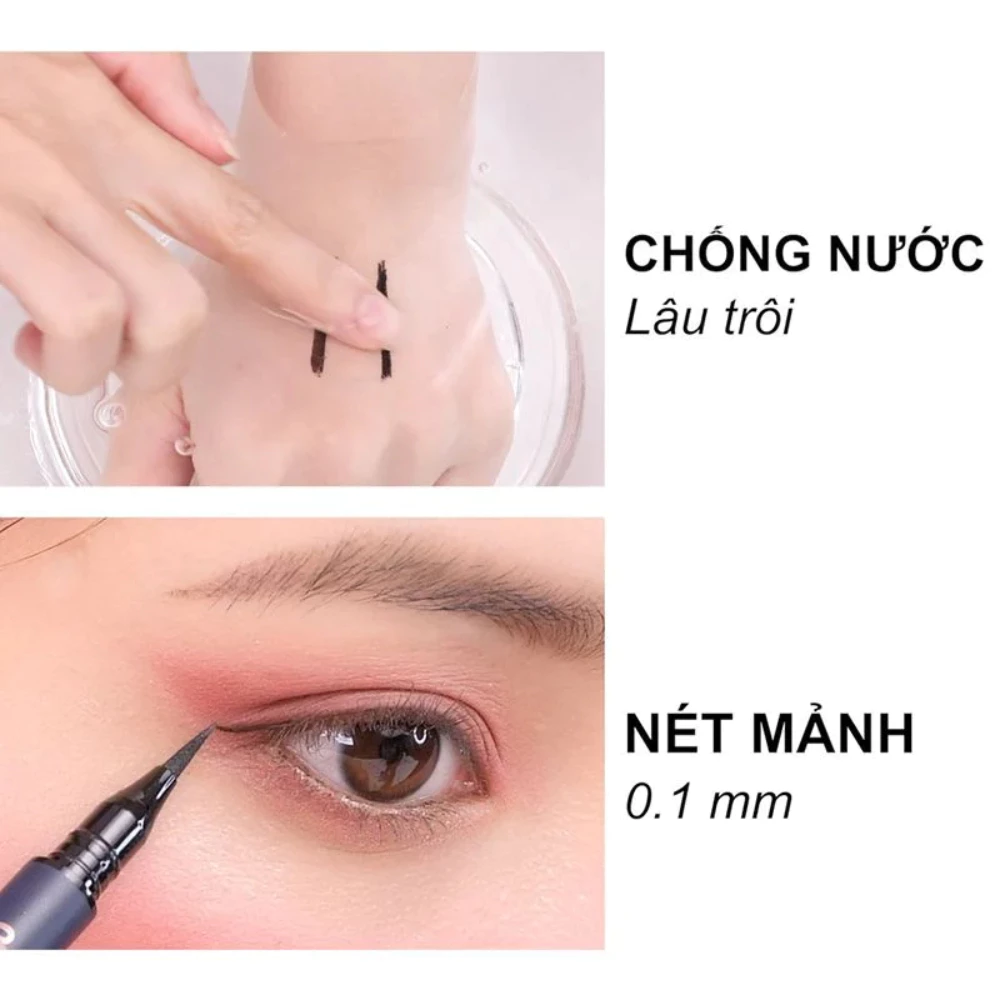 Bút kẻ mắt nước Vacosi siêu lì sắc mảnh - màu đen #01/màu nâu đen #02 5ml