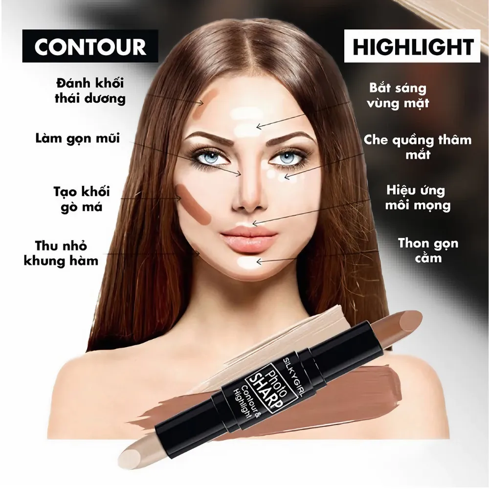 Bút tạo khối 2 đầu Silkygirl Photo Sharp 8g