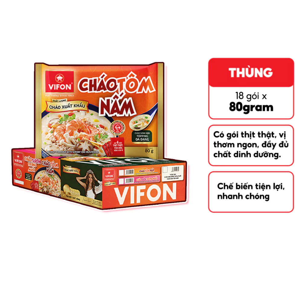Cháo sườn trứng muối/tôm nấm Vifon gói 80g