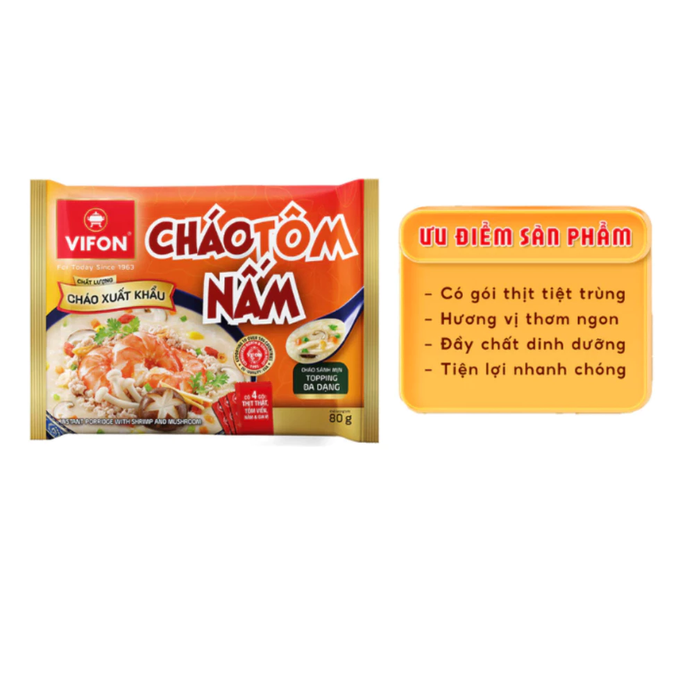 Cháo sườn trứng muối/tôm nấm Vifon gói 80g