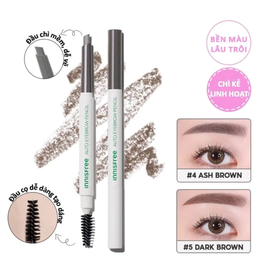 Chì kẻ chân mày Innisfree - màu 4 Ash Brown/màu 5 Espresso Brown/màu 6 Urban Brown 0.3g