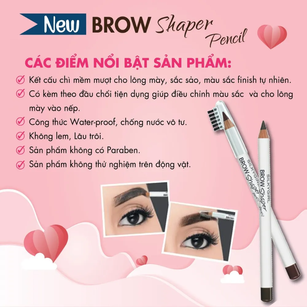 Chì kẻ chân mày kèm chổi Silkygirl Brow Shaper 1.14g