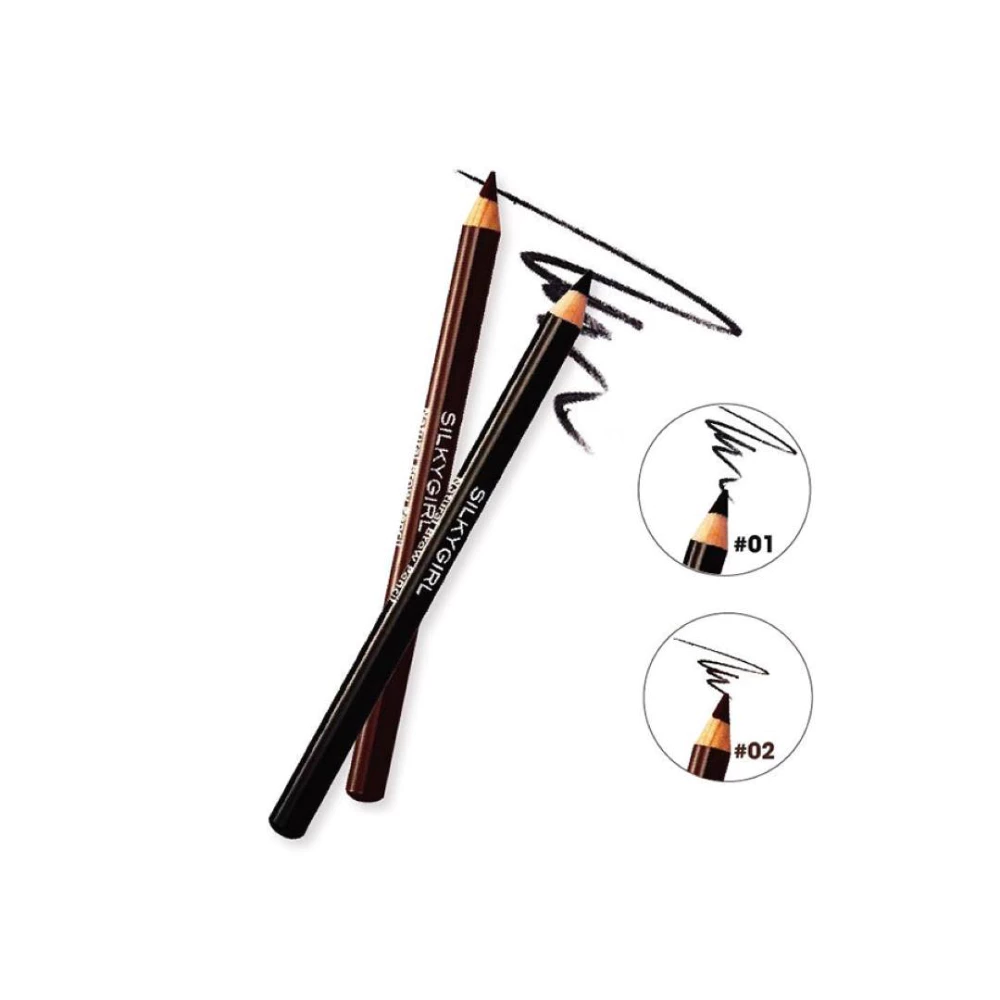 Chì kẻ chân mày Silkygirl - màu đen 01 Soft Black/màu nâu đậm 02 Dark Brown