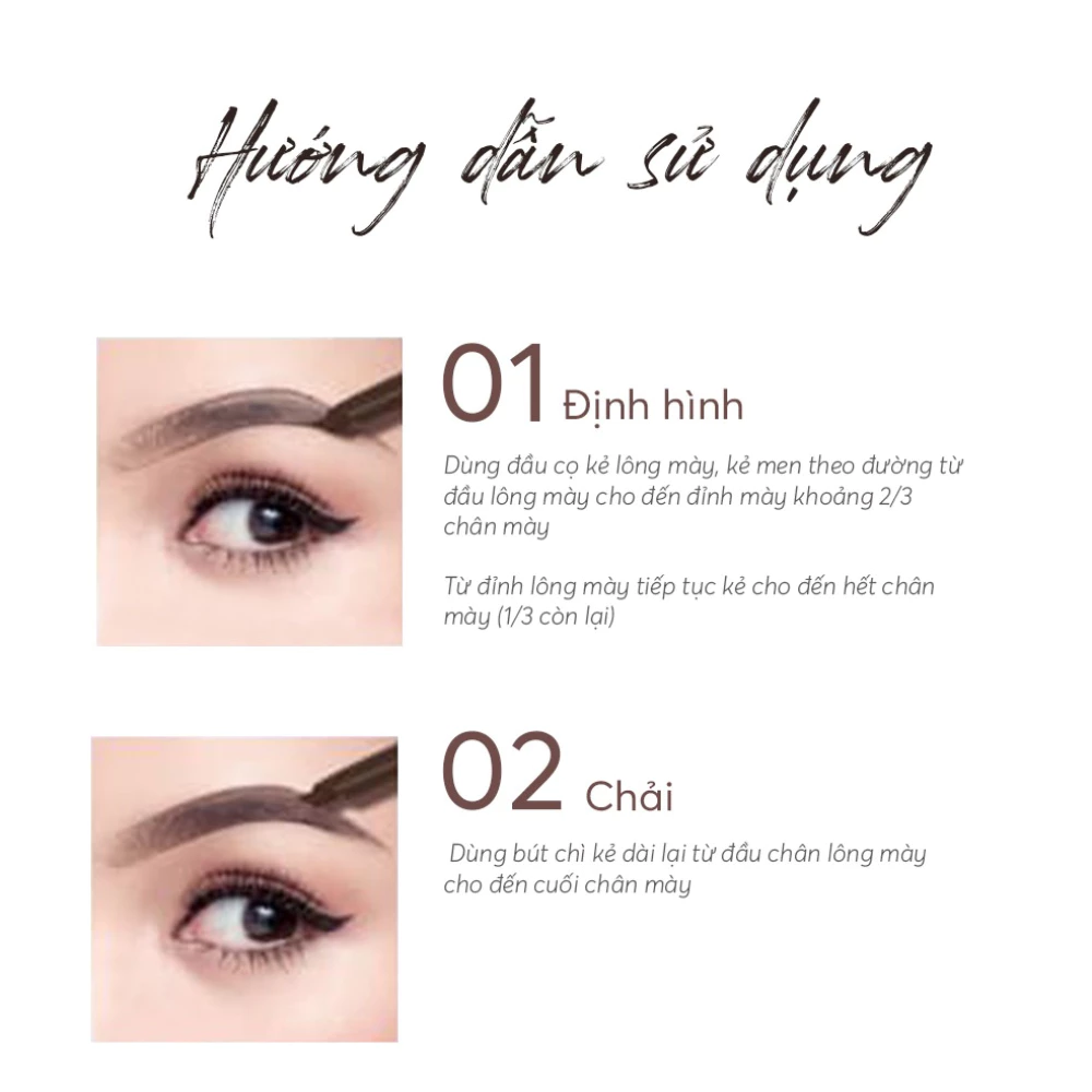 Chì kẻ chân mày Silkygirl - màu đen 01 Soft Black/màu nâu đậm 02 Dark Brown