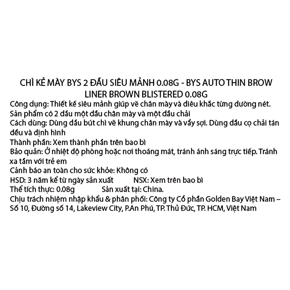 Chì kẻ mày Bys màu Brown 0.08g