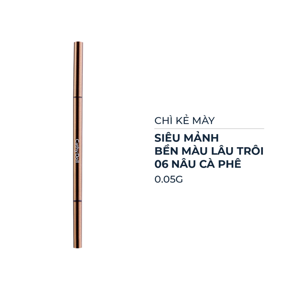 Chì kẻ mày Cathy Doll siêu mảnh - 01 xám nhạt/02 nâu đậm/03 chocolate nhạt/04 nâu cherry/05 gỗ gụ/06 nâu cà phê 0.05g