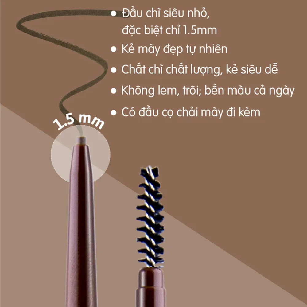 Chì kẻ mày Cathy Doll siêu mảnh - 01 xám nhạt/02 nâu đậm/03 chocolate nhạt/04 nâu cherry/05 gỗ gụ/06 nâu cà phê 0.05g