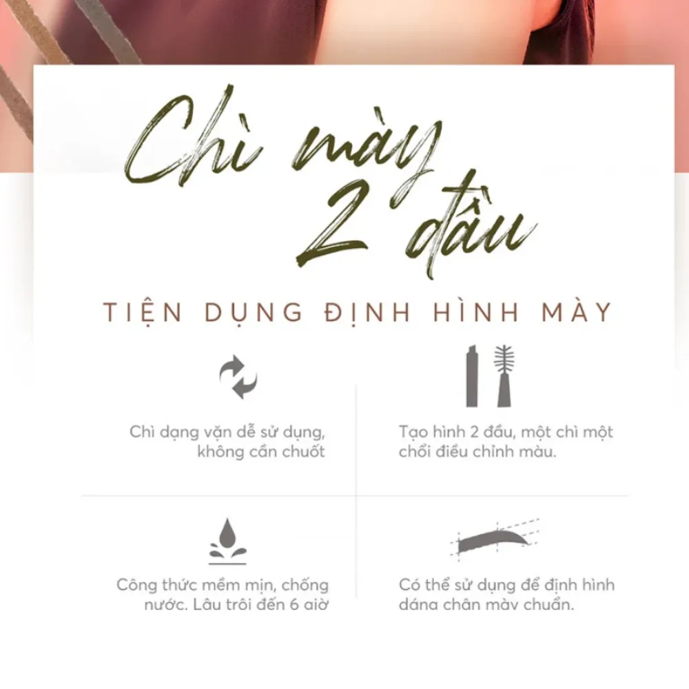 Chì kẻ mày Silkygirl 2 đầu 0.35g