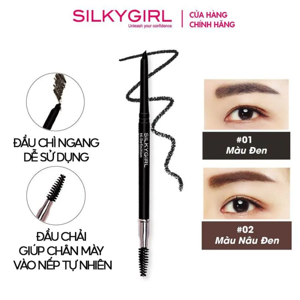 Chì kẻ mày Silkygirl 2 đầu 0.35g