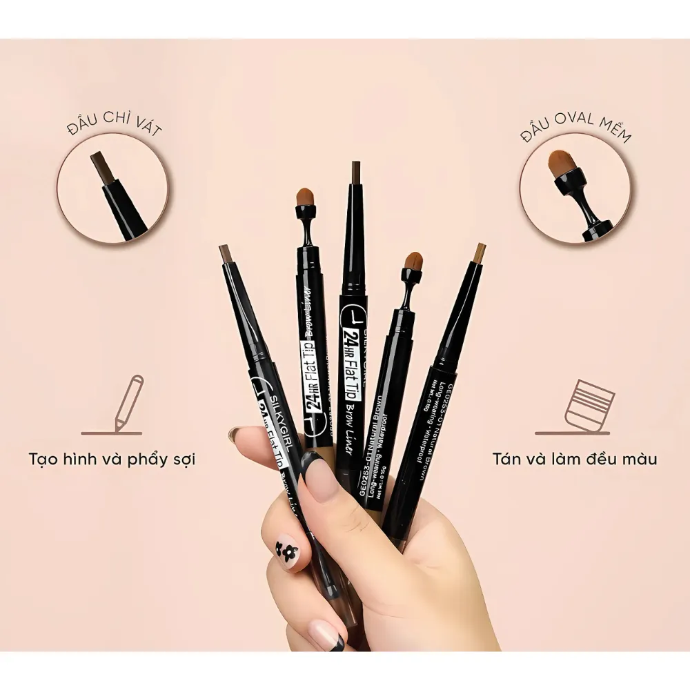 Chì kẻ mày hai đầu Silkygirl 24hr Flat Tip 0.15g