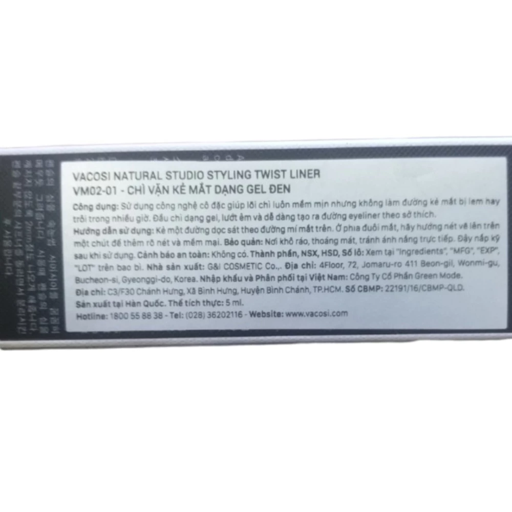 Chì vặn kẻ mắt Vacosi dạng gel màu đen 5ml