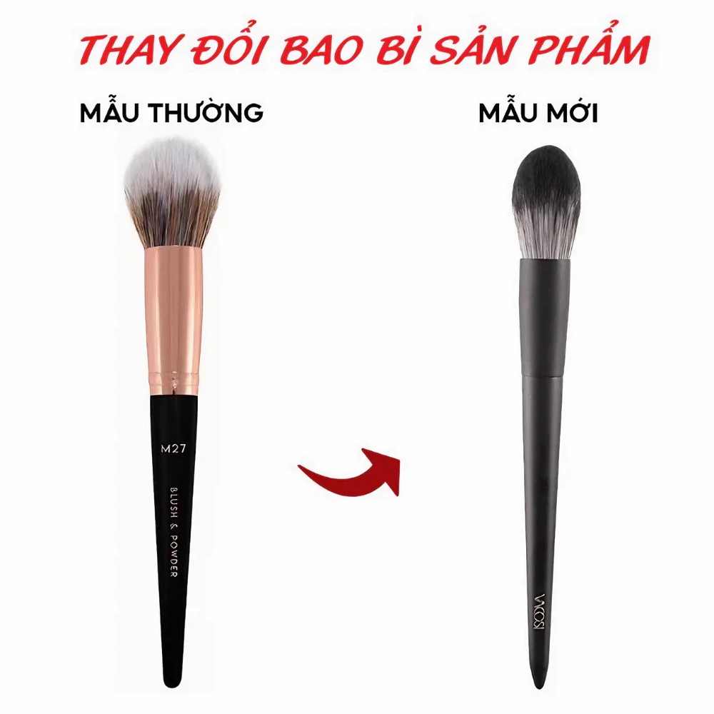 Cọ phủ & má hồng Vacosi đầu tròn M27/M03/M23/hình quạt bầu M33