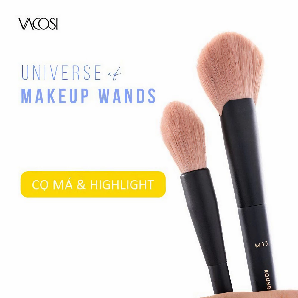Cọ phủ & má hồng Vacosi đầu tròn M27/M03/M23/hình quạt bầu M33
