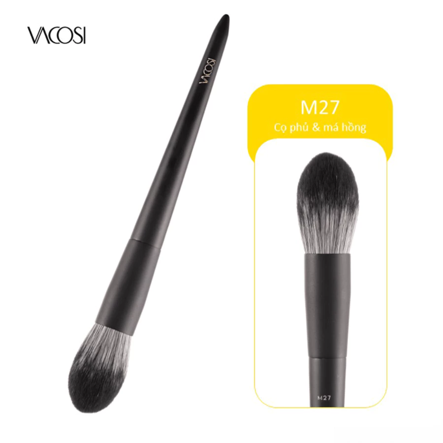 Cọ phủ & má hồng Vacosi đầu tròn M27/M03/M23/hình quạt bầu M33