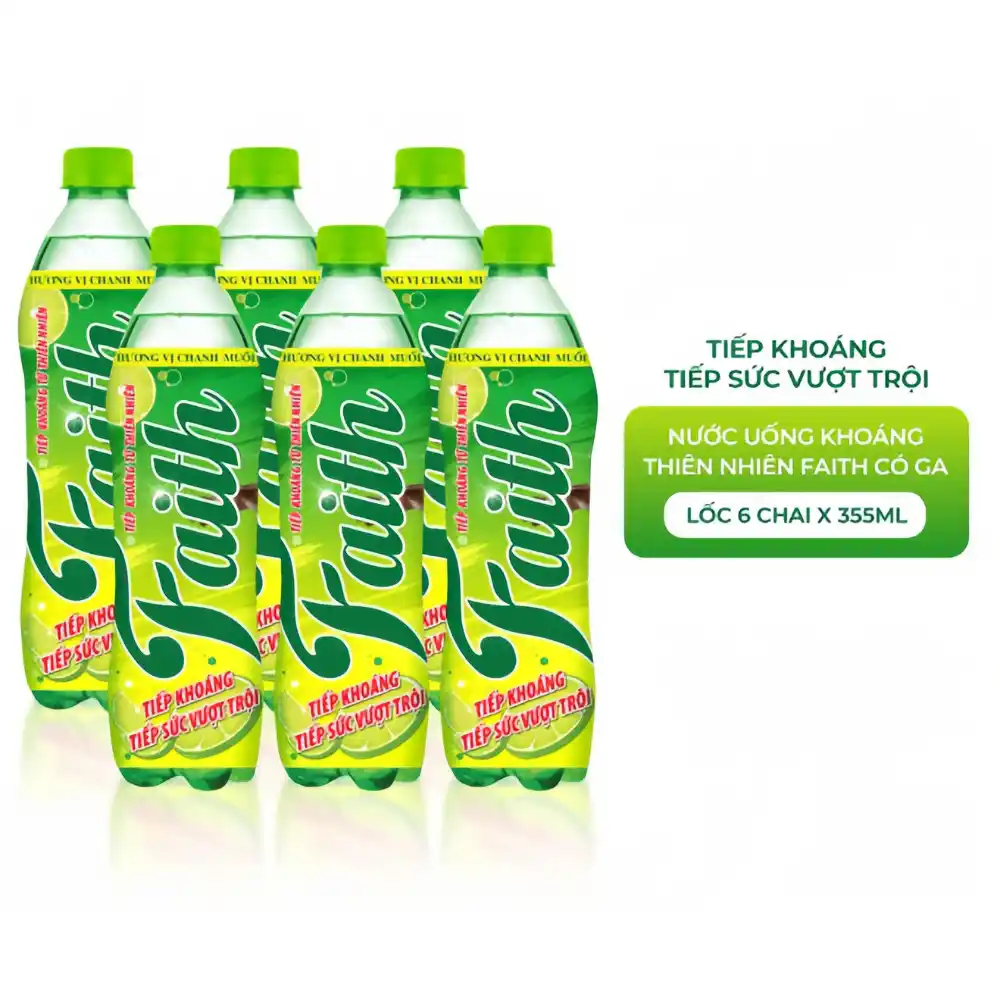 Combo 6/thùng 24 chai nước khoáng Quang Hanh Faith hương vị Chanh muối 355ml