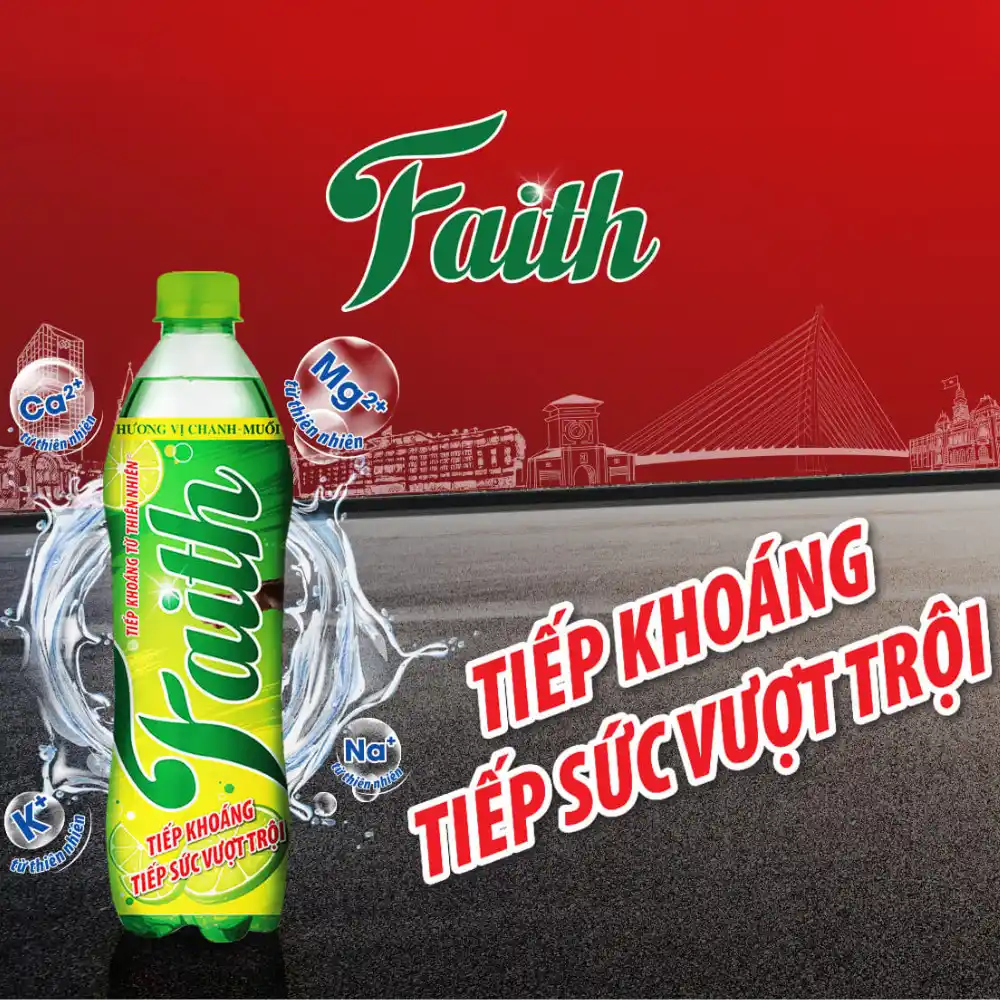 Combo 6/thùng 24 chai nước khoáng Quang Hanh Faith hương vị Chanh muối 355ml