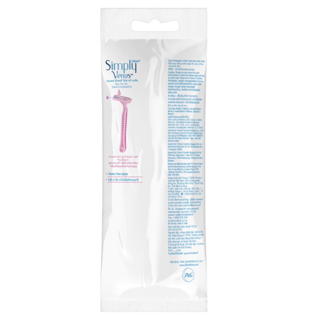Dao cạo nữ Gillette Simply Venus Basic 3 lưỡi (vỉ 2 cây)
