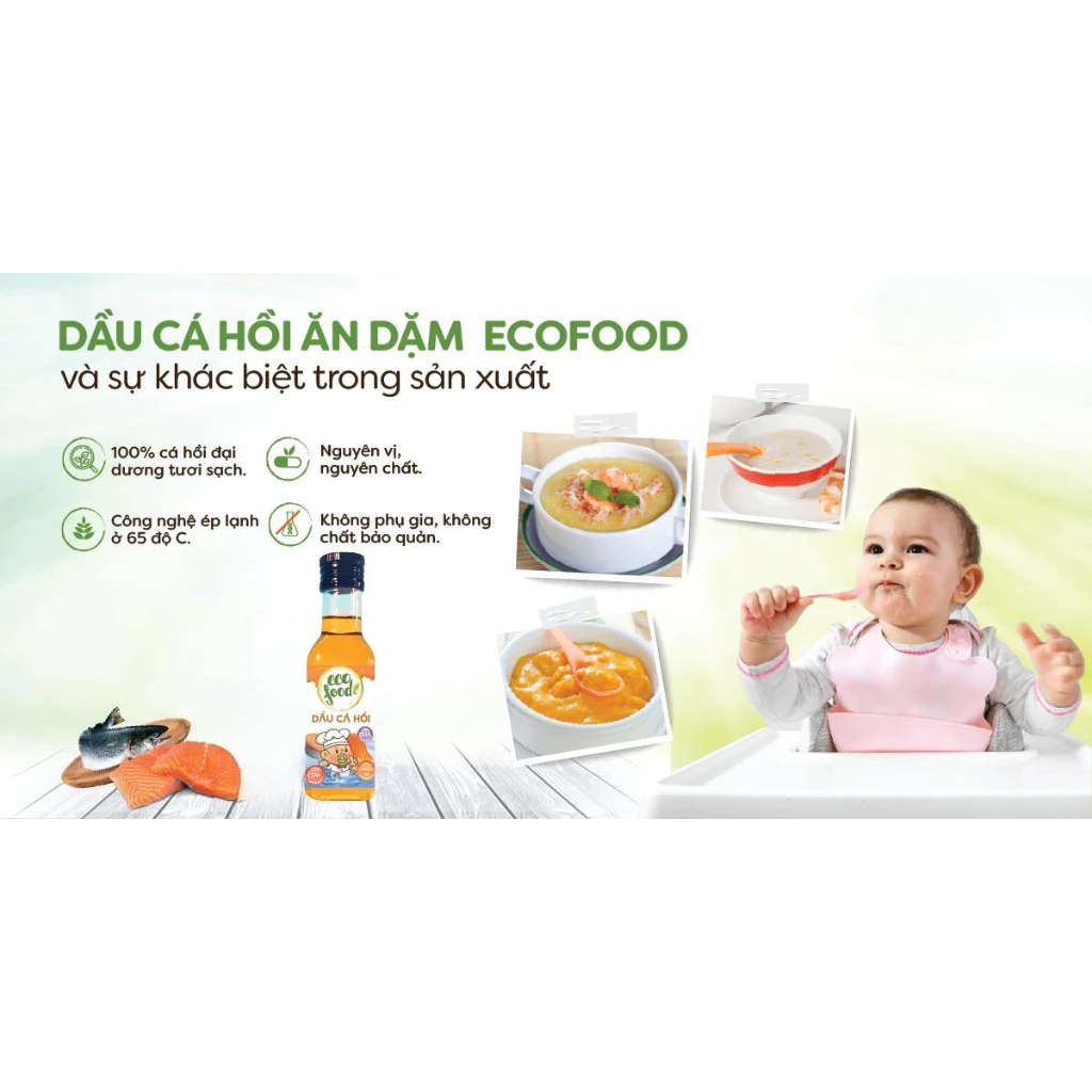 Dầu cá hồi nguyên chất Ecofood 150ml dành cho bé từ 6 tháng tuổi