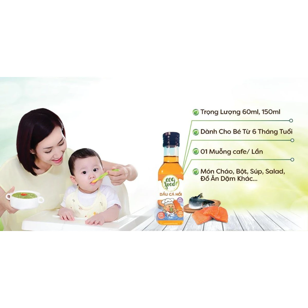 Dầu cá hồi nguyên chất Ecofood 150ml dành cho bé từ 6 tháng tuổi