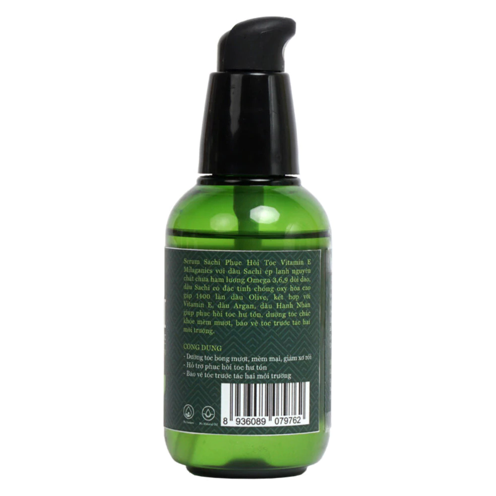 Dầu dưỡng tóc Milaganics Vitamin E, Sachi phục hồi tóc 80ml