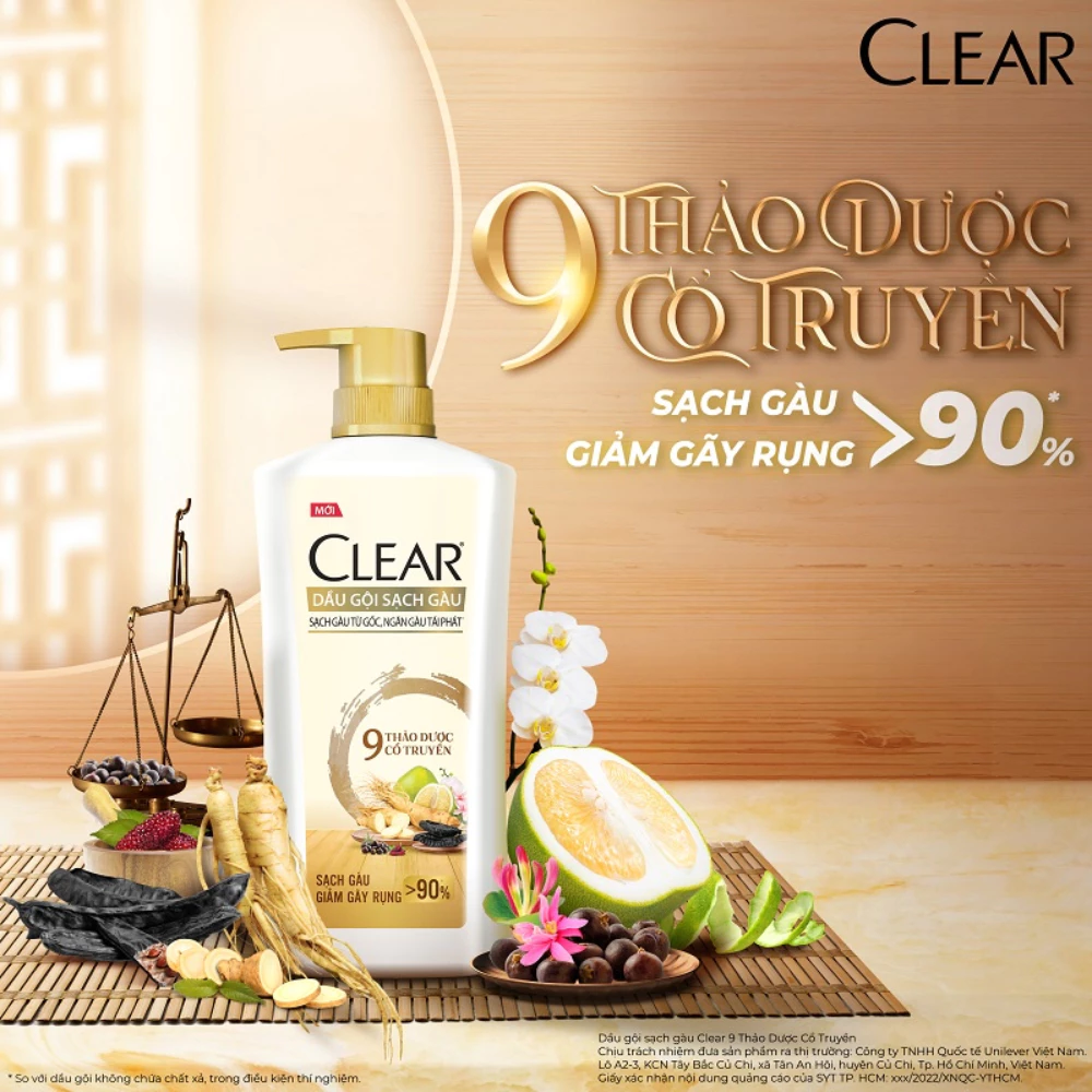 Dầu gội Clear 9 Thảo Dược chăm sóc da đầu yếu 630g