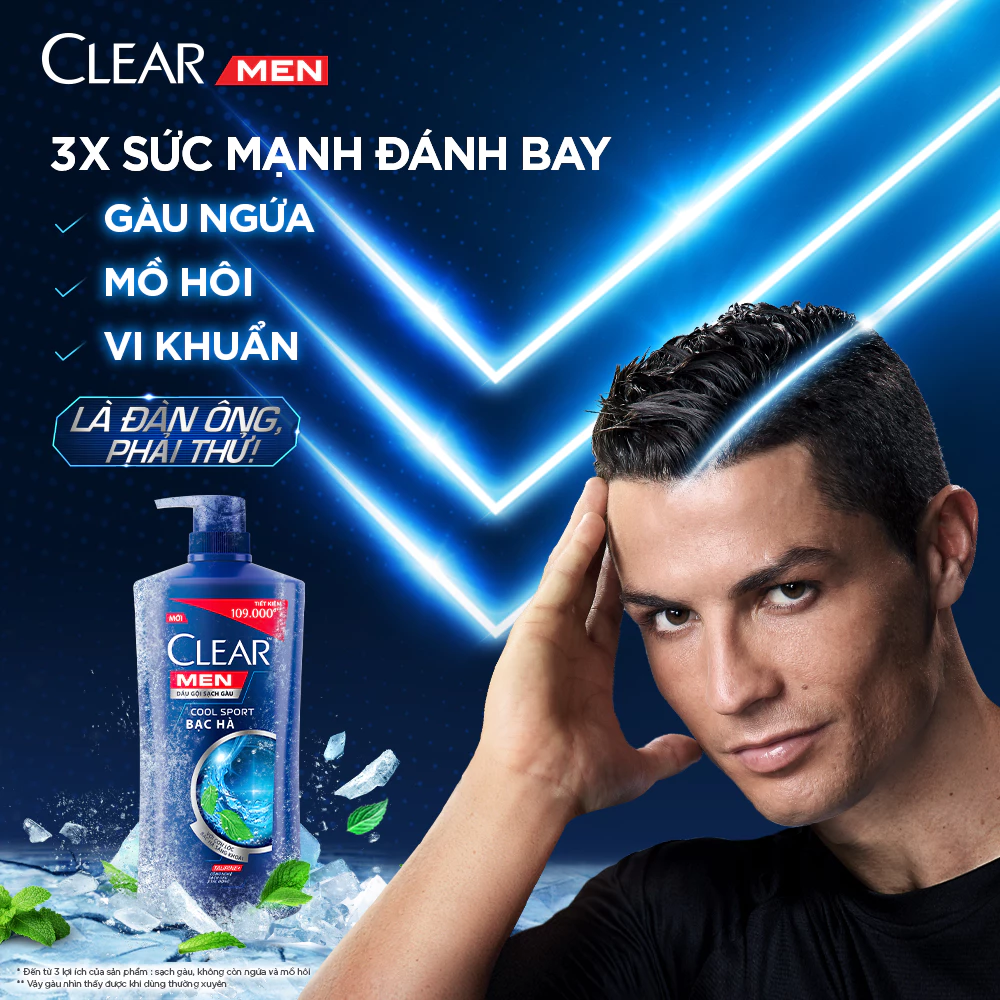 Dầu gội Clear Men sạch gàu Cool Sport Bạc Hà 900g