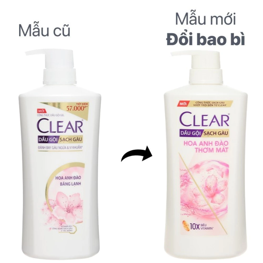 Dầu gội Clear sạch gàu hoa Anh Đào băng lạnh 630g