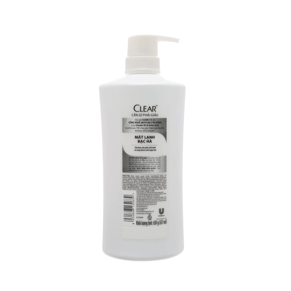 Dầu gội Clear sạch gàu mát lạnh Bạc Hà 630g
