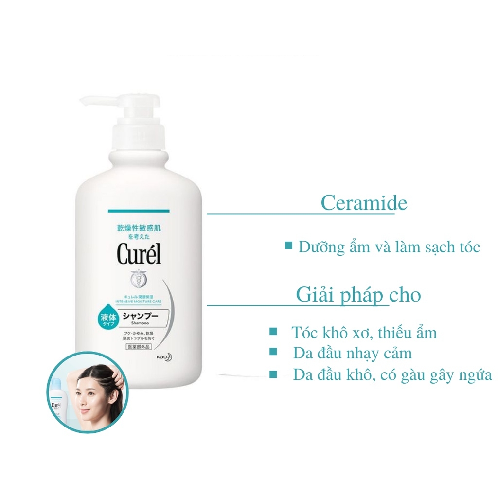Dầu gội Curél cấp ẩm chuyên sâu cho tóc & da đầu 420ml