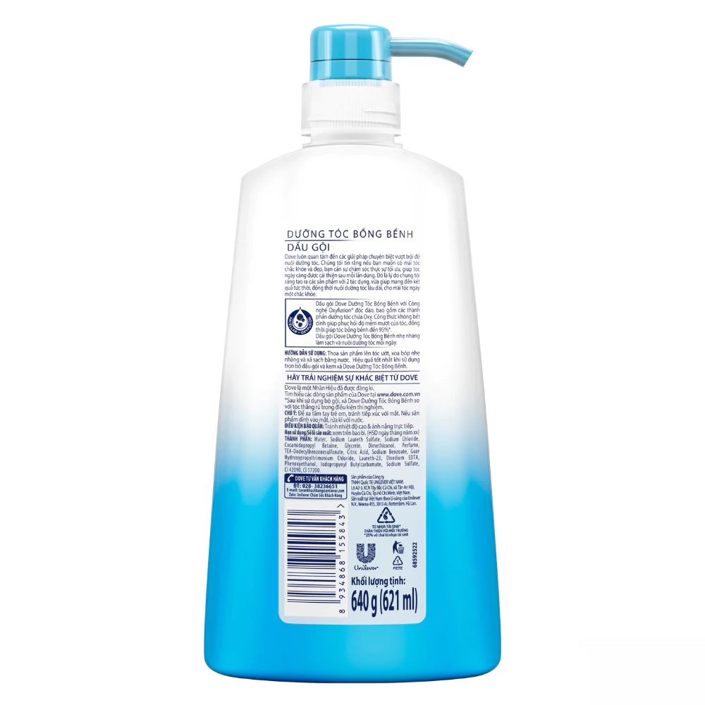 Dầu gội Dove dưỡng tóc bồng bềnh, không bết dính 640g
