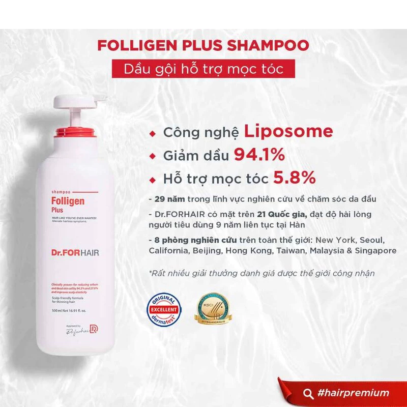 Dầu gội Dr.Forhair giảm gãy rụng, giúp mọc tóc 500ml