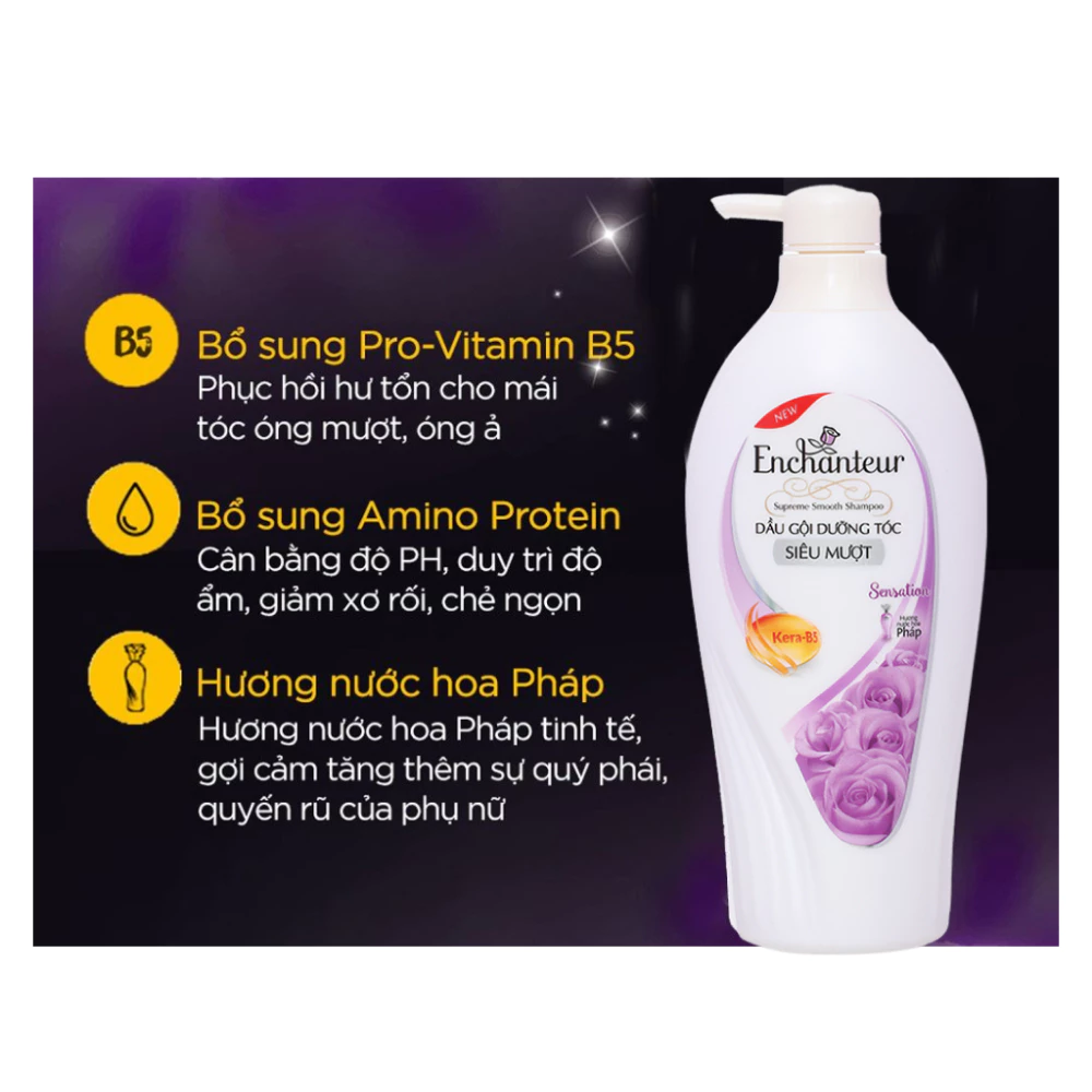 Dầu gội Enchanteur dưỡng tóc siêu mượt Sensation 650g