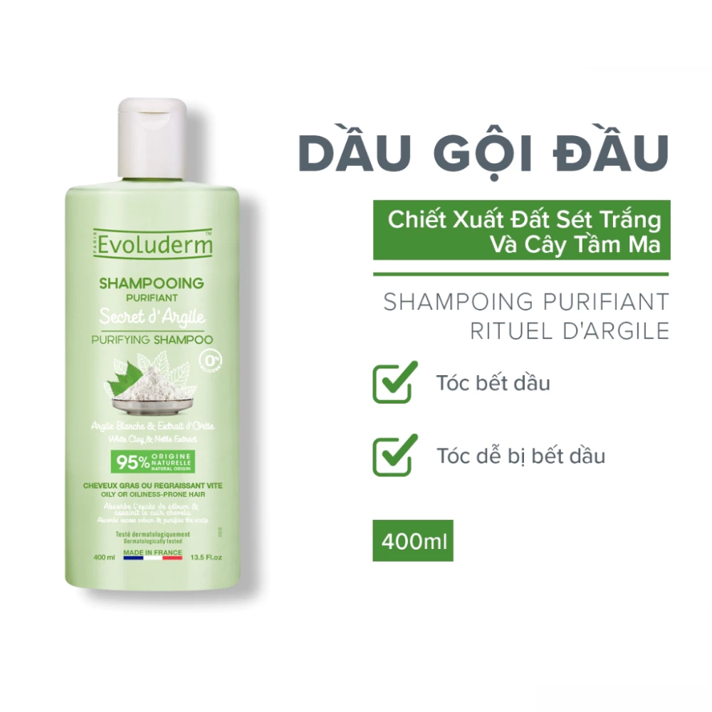 Dầu gội Evoluderm cho tóc dễ bết dầu 400ml